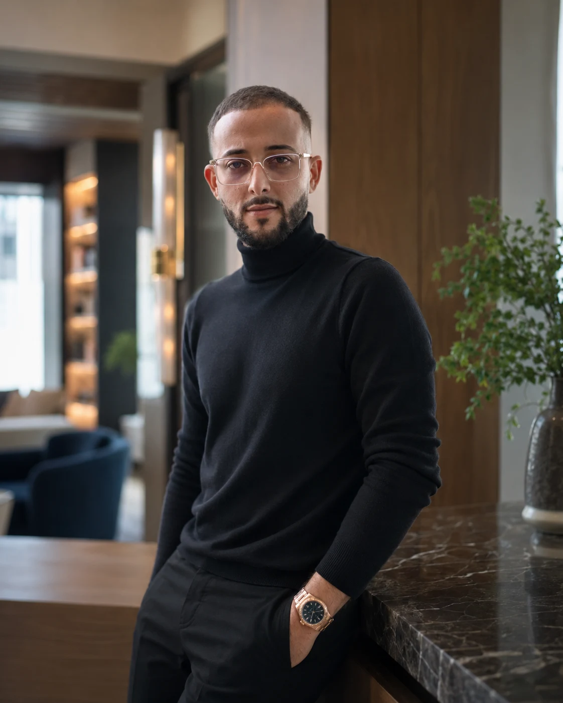 Firas Daas standing in a modern interior